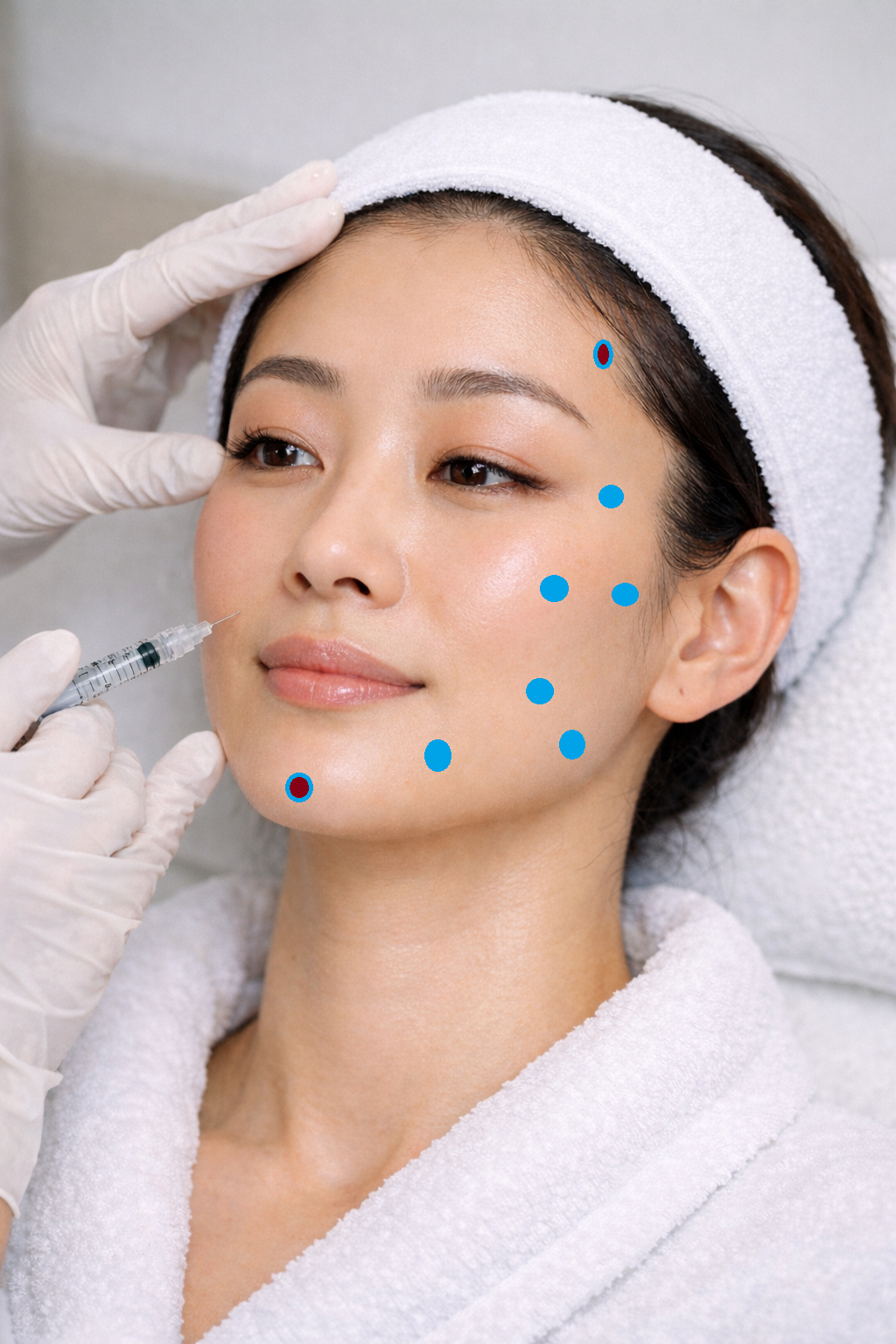 ジャルプロ スーパーハイドロ 注入ポイント（片側6〜7か所の目安） 京都府向日市 ふるかわスキンクリニック